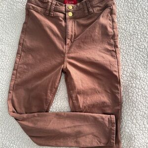 Guess Rust Brown Skinny Pants with Gold Buttons Sz 28